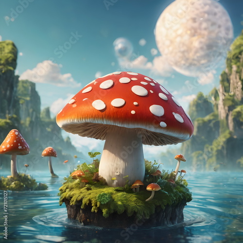 Little mushroom floating in the vast ocean © setiawanap