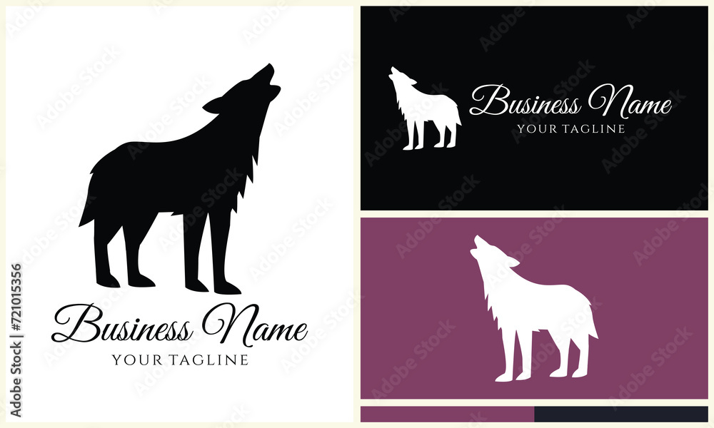 silhouette fox wolf logo template