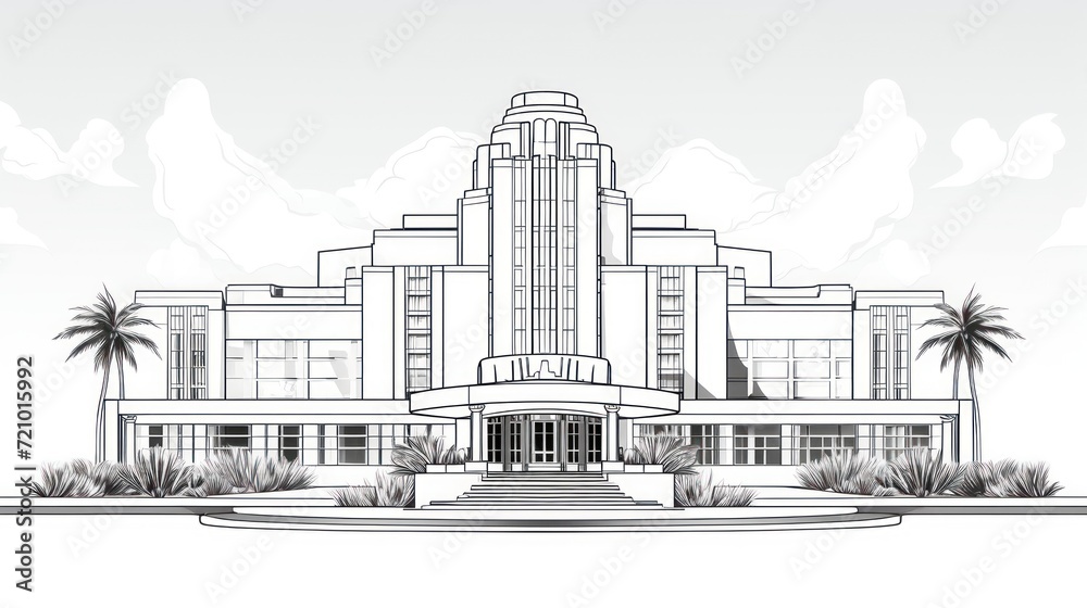 Superb Art Drawing of an Art Deco Hotel with Glamorous Style AI Generated