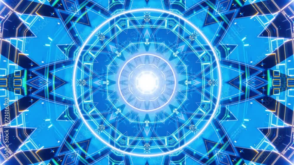 Mandala 3D Kaleidoscope seamless loop Psychedelic Trippy Futuristic Traditional Tunnel Pattern for Consciousness Meditation Background Video Relaxing Ethnic Colorful pattern Chakra Kundalini Yoga