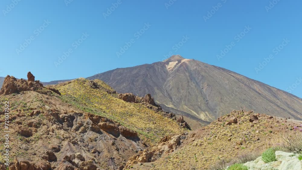 Desert landscape and Teide volcano in Tenerife, tilt up view Desert landscape and Teide volcano in Tenerife, tilt up view
