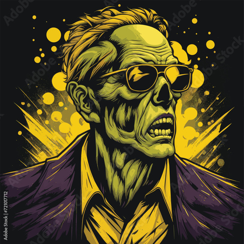 Zombie man with glasses vector illustration