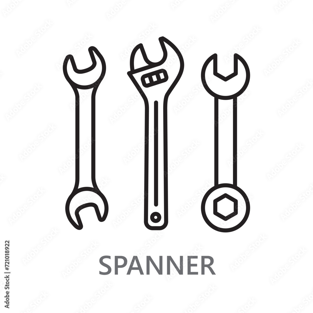 spanner icon. line vector icon on white background. high quality design element. editable linear style stroke. vector icon. spanner icon. line vector icon on white background. high quality design element. editable linear style stroke. vector icon.