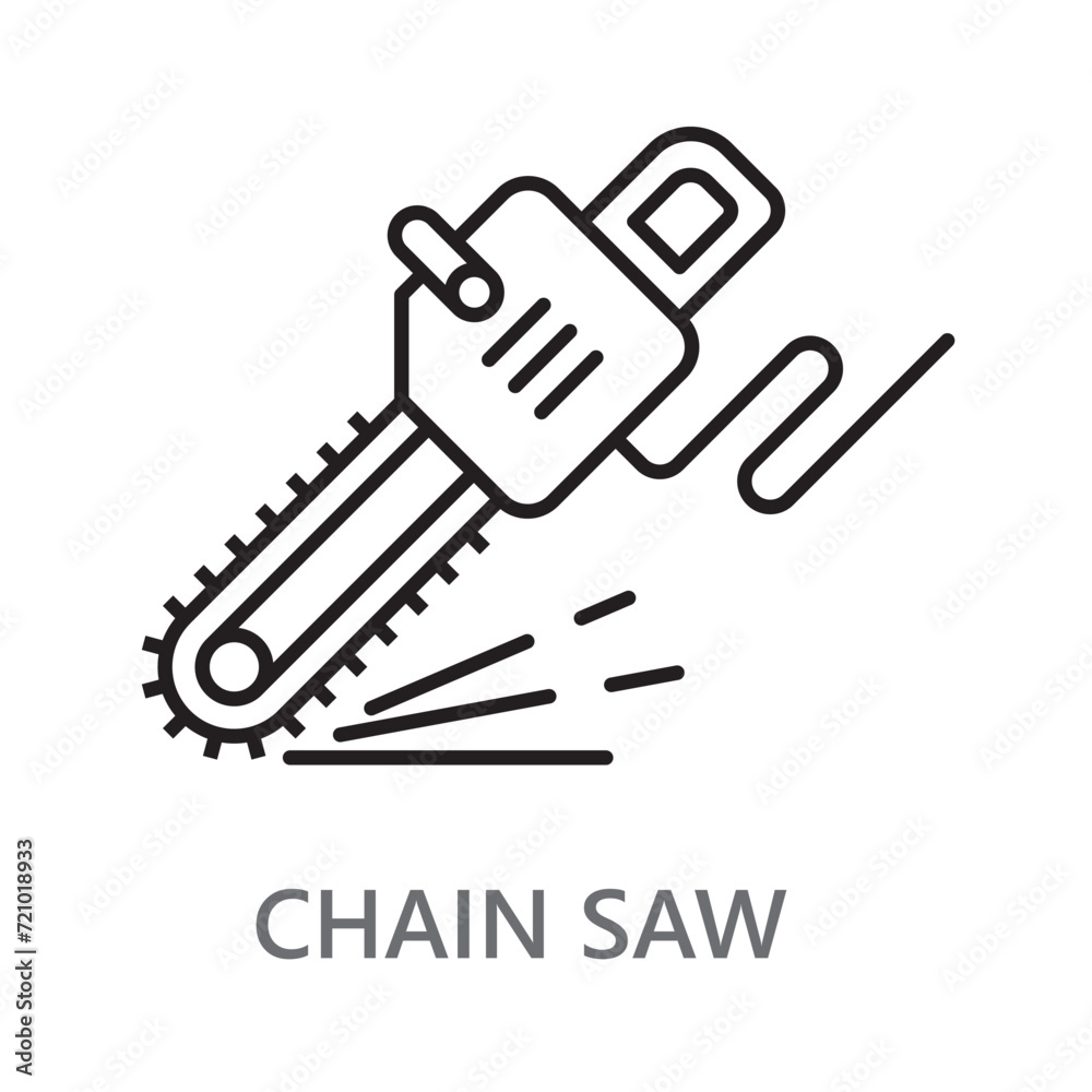 chain saw icon. line vector icon on white background. high quality design element. editable linear style stroke. vector icon. chain saw icon. line vector icon on white background. high quality design element. editable linear style stroke. vector icon.