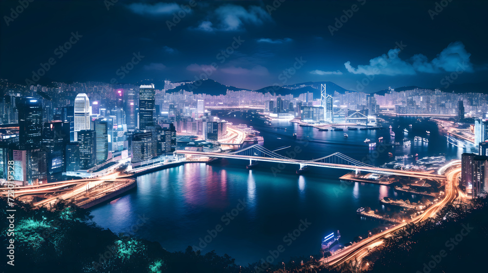 Hong Kong's beautiful city night view