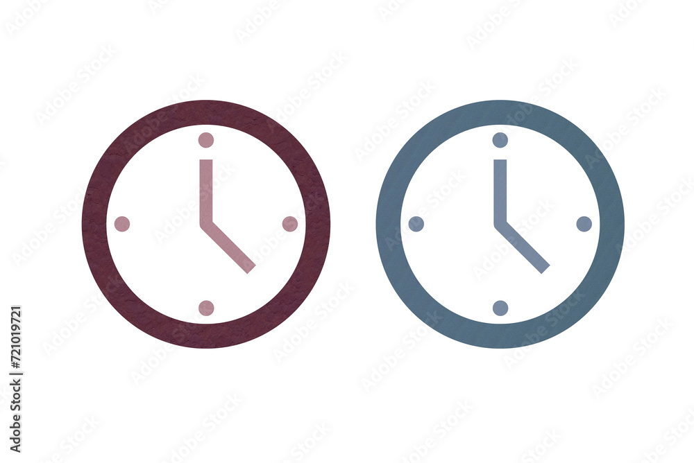 Clock icon symbol with texture red and gray Clock icon symbol with texture red and gray