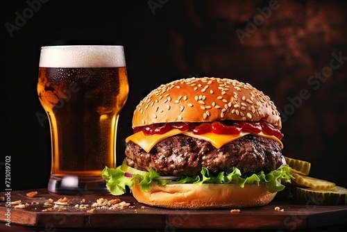 hamburger and beer