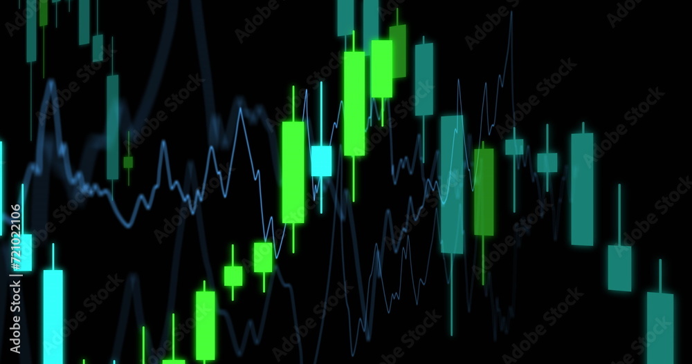 Image of financial data processing over black background