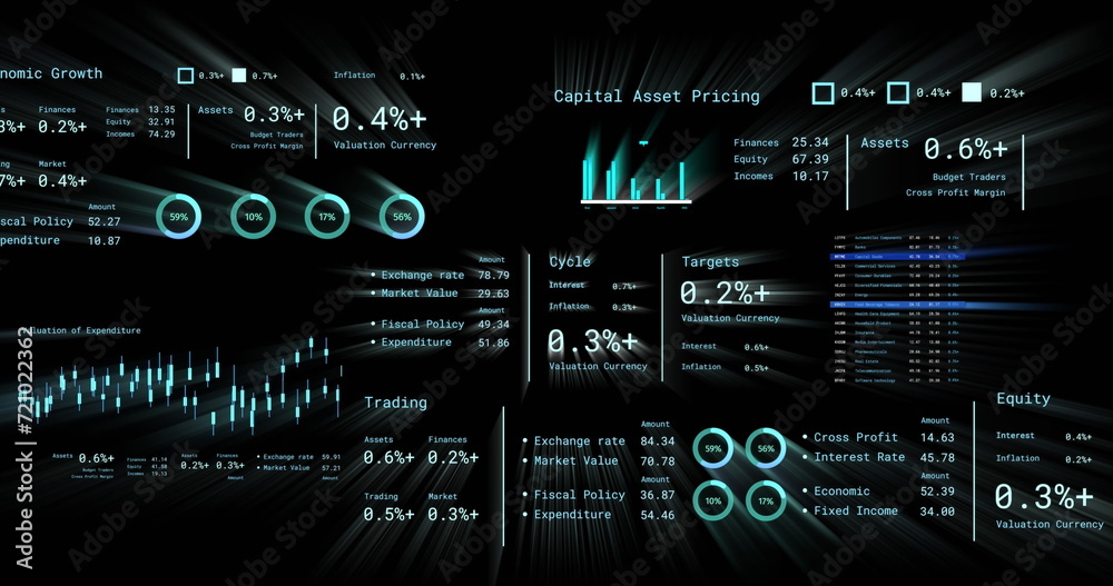 Image of financial data processing with numbers over black background Image of financial data processing with numbers over black background