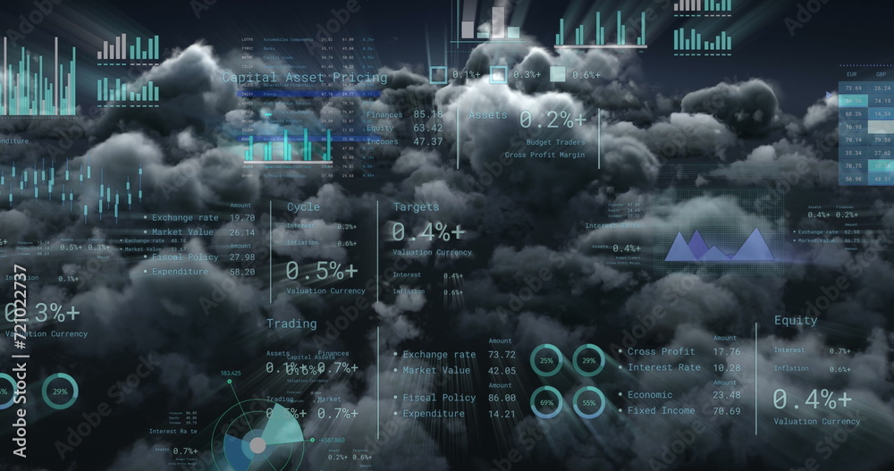 Image of financial data processing over clouds