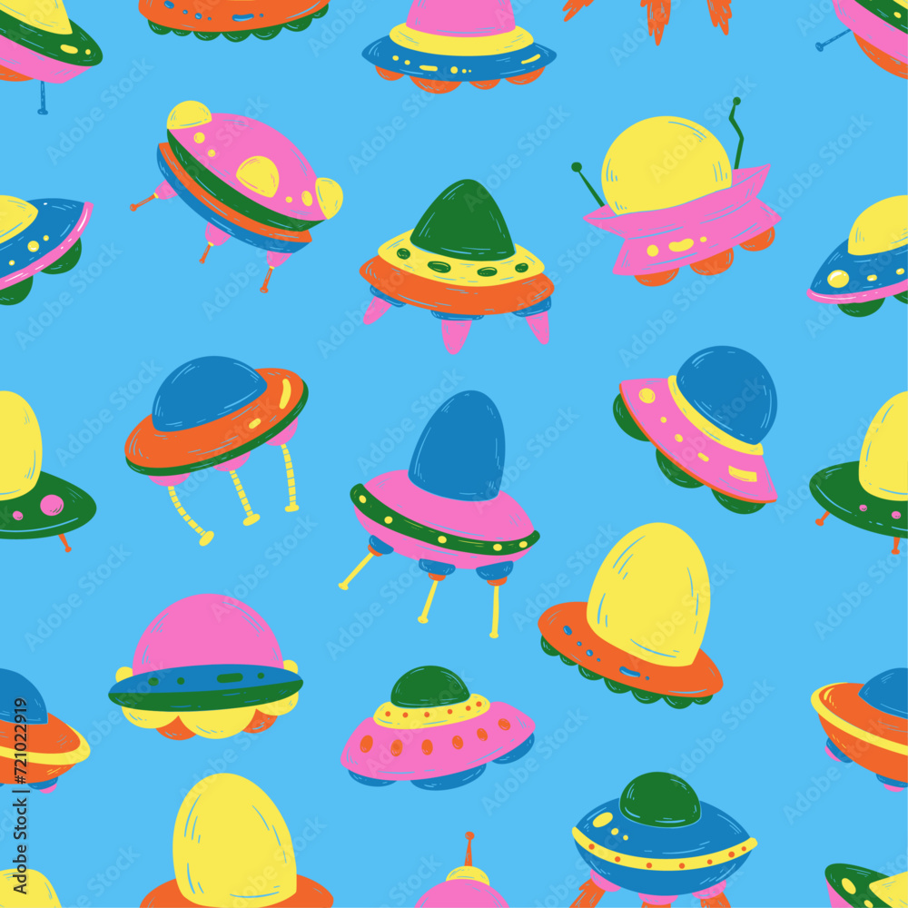 SEAMLESS PATTERN OF UFO SEAMLESS PATTERN OF UFO