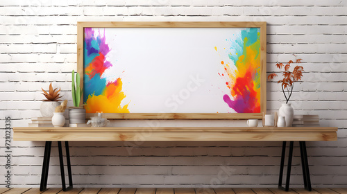 Colorful Mock up frame for pictures or artworks