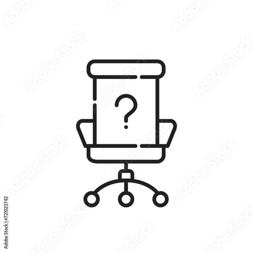 Office chair with question mark. Vacancy ad. Pixel perfect, editable stroke icon