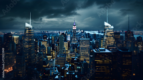The night view of the beautiful city of New York, USA