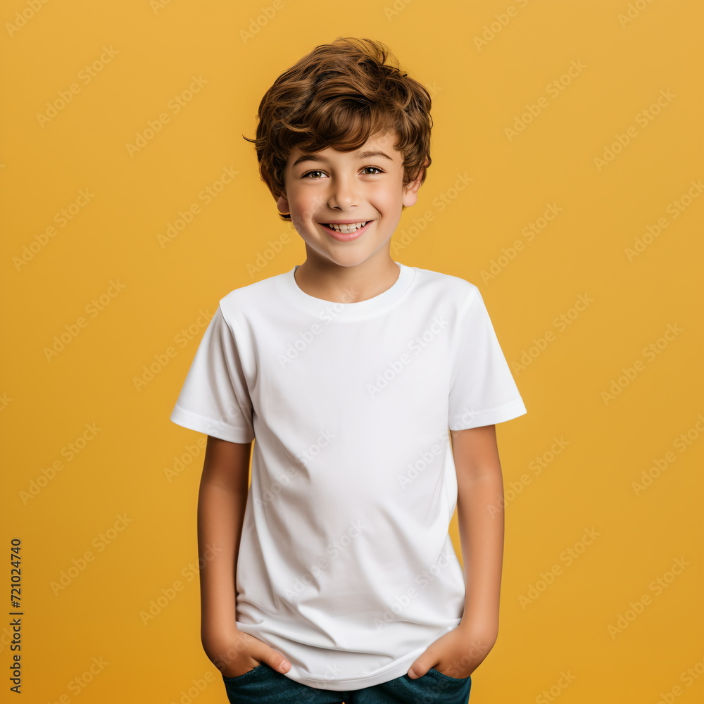 a boy in a casual style on yellow background. a boy in a casual style on yellow background.