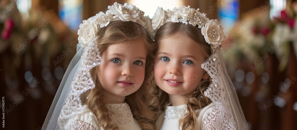 Double the Cuteness: Two Little Girls Dazzle in First Communion Dresses Double the Cuteness: Two Little Girls Dazzle in First Communion Dresses