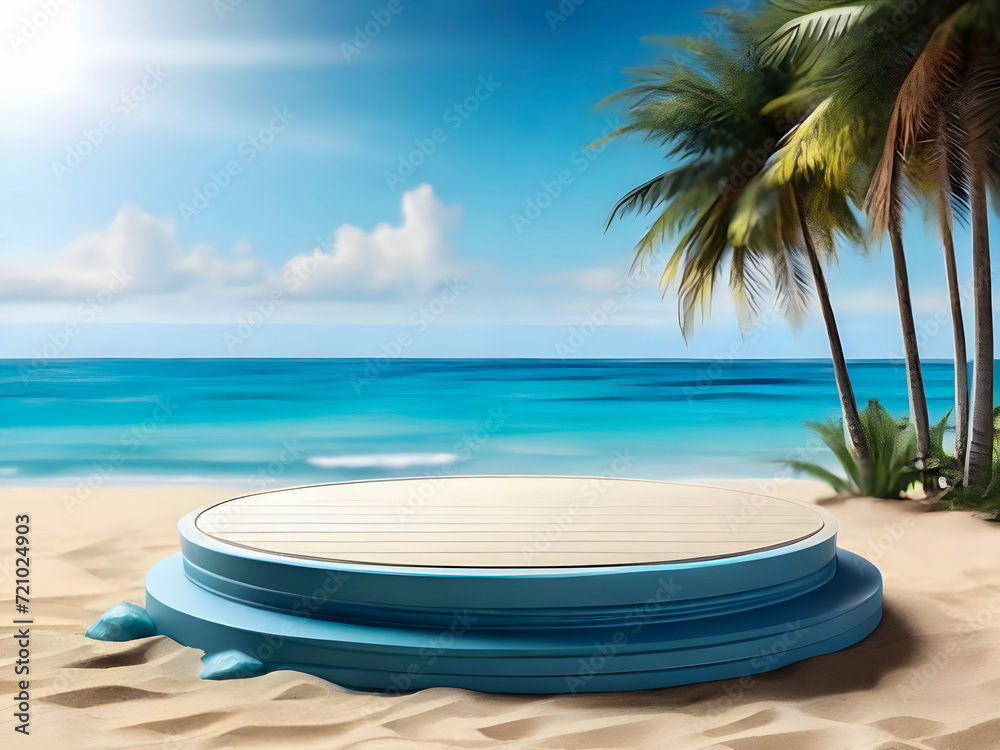 Obraz premium summer elegant and natural podium stage product display mockup for show product presentation