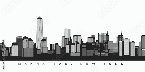 Manhattan city skyline silhouette illustration