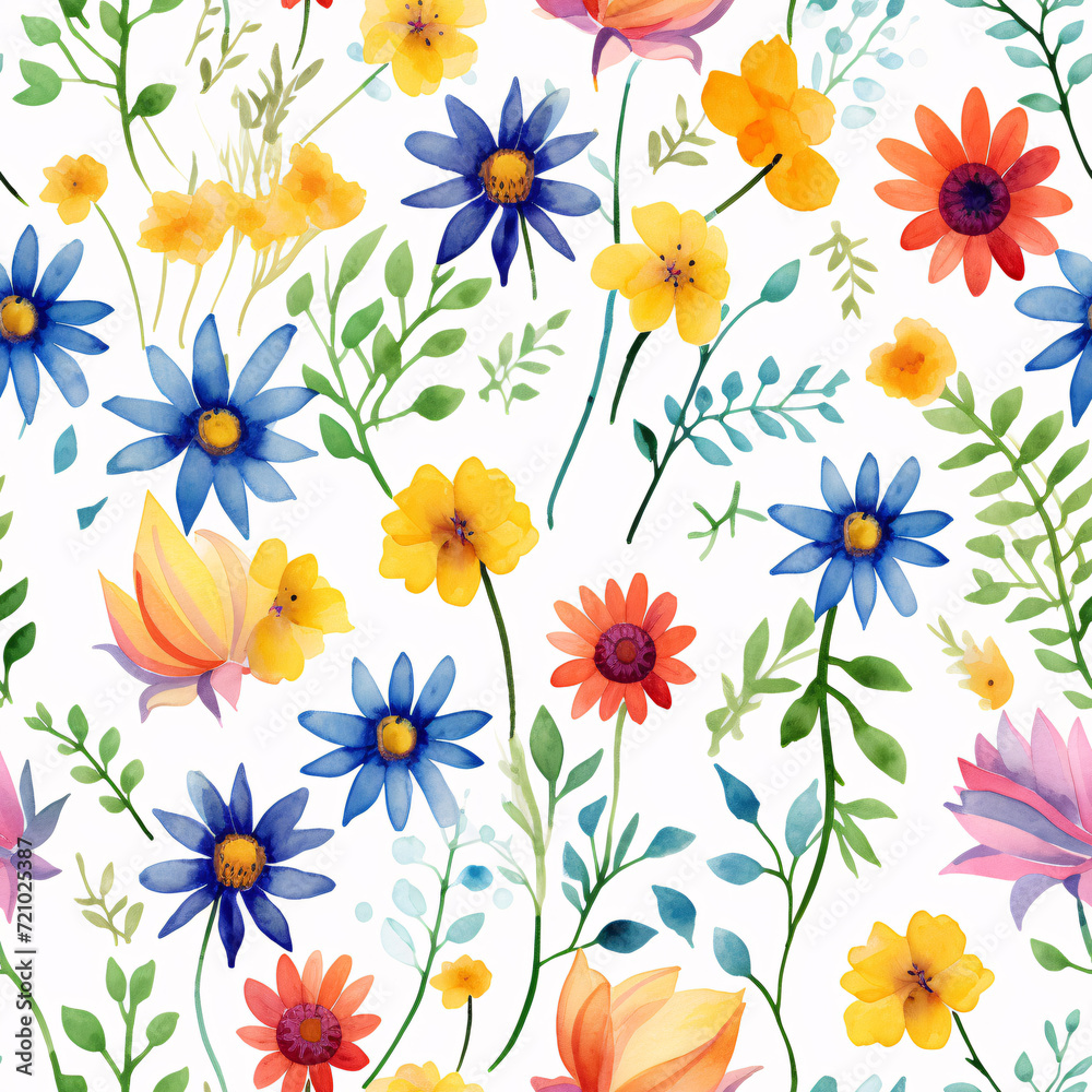 Seamless pattern of Vibrant Watercolor Floral Patterns Collection, Wrapping paper pattern