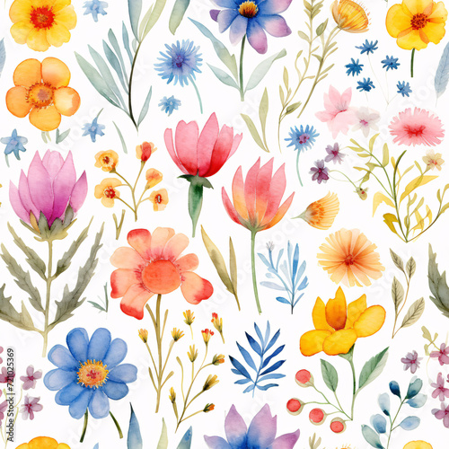 Seamless pattern of Vibrant Watercolor Floral Patterns Collection, Wrapping paper pattern