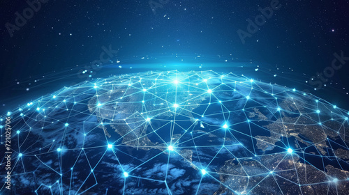 America telecommunication and data transfer networks with global internet connectivity for communication technology. Includes internet of thing, finance, business, blockchain, and security. 