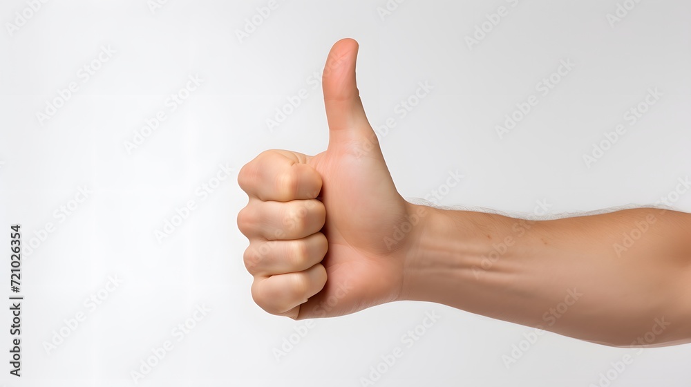 Men hand show thumbs up like concept,white background