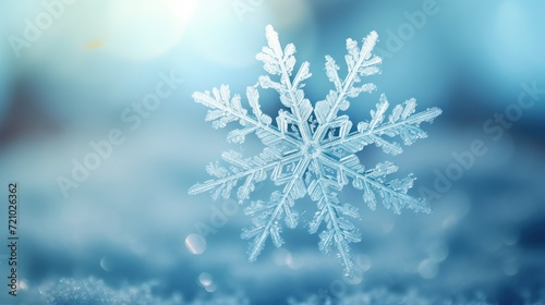 Extreme Close-Up of Snowflake Structure on Natural Wallpaper Background AI Generated