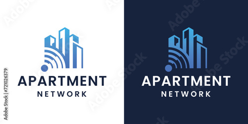modern and luxury apartment network technology logo design ideas