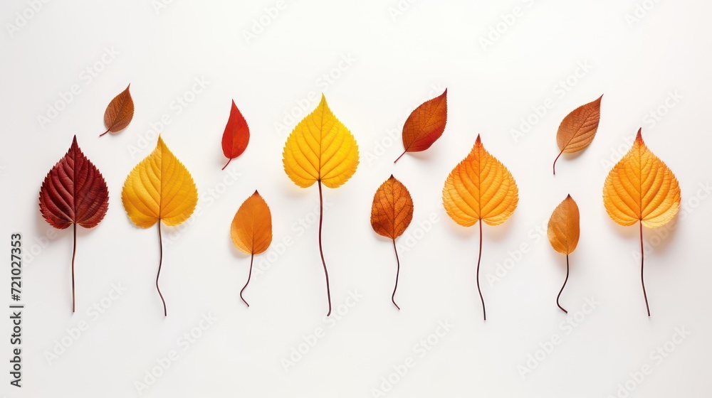 Autumn leaves isolated on white background. 3d render illustration. Generative AI