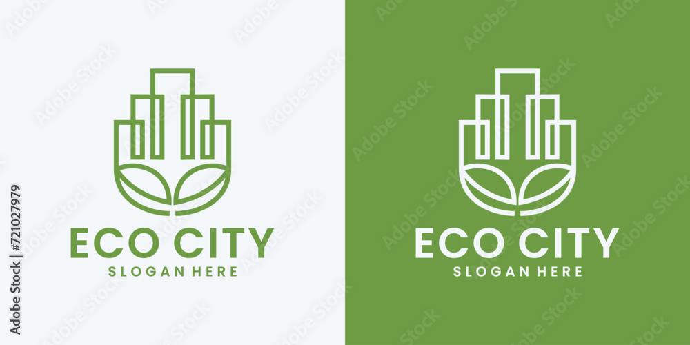 modern leaf city building logo, eco city green city monoline logo design modern leaf city building logo, eco city green city monoline logo design