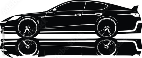 black car isolated on background icon logo silhouette vector