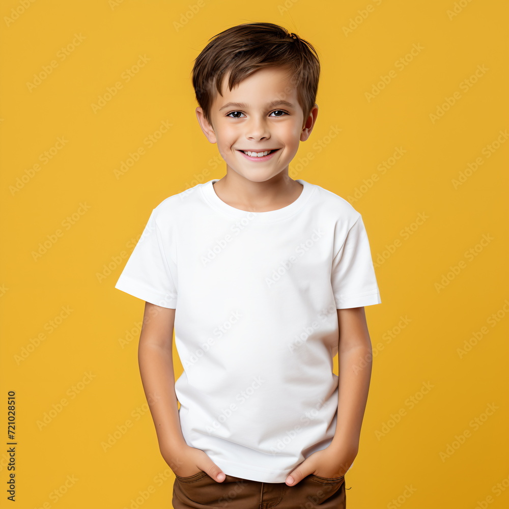 a boy in a casual style on yellow background. a boy in a casual style on yellow background.
