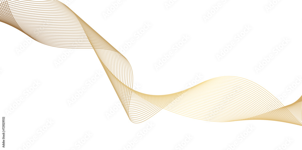 Abstract wave lines gold color isolated on white background.Modern trendy design element. Isolated on white background.music, party, technology, modern, wallpaper, business card, banner, flyers,illust