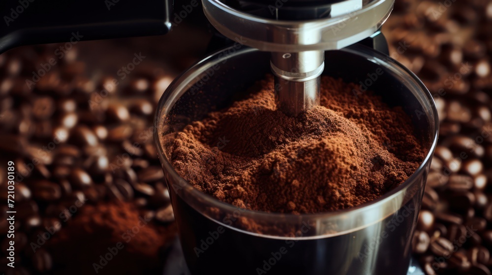 coffee grinder and coffee beans, close-up, macro Generative AI - obrazy, fototapety, plakaty 