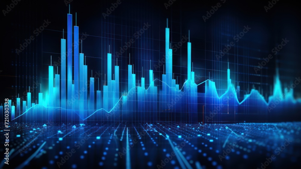 abstract technology background with glowing forex chart. 3d rendering Generative AI