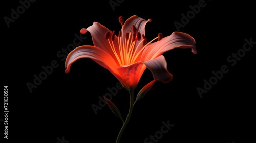 Lily flower isolated on black background. Realistic vector illustration. Generative AI