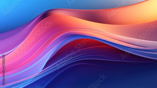 Abstract background with smooth lines in blue and pink colors. illustration Generative AI