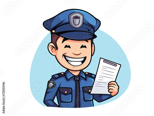 policeman working with happy