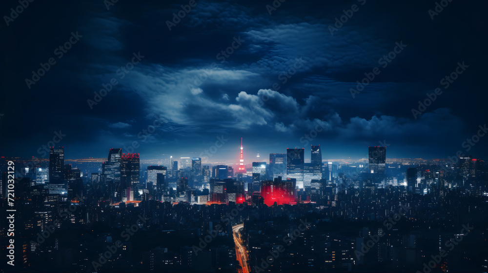 Fototapeta premium The night view of the beautiful city of Tokyo, Japan 
