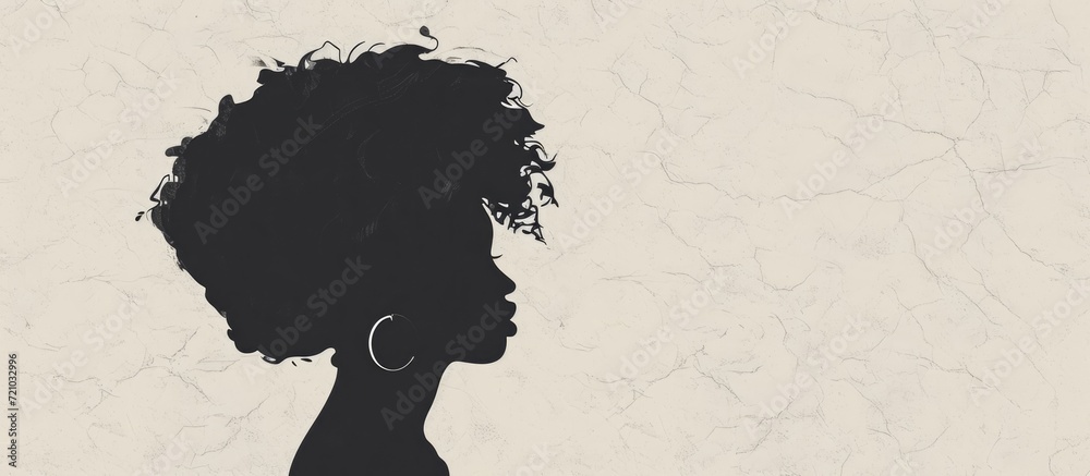 African American History template with a black woman silhouette on white background, representing Black Lives Matter, Juneteenth, and Afro American Freedom. - obrazy, fototapety, plakaty 