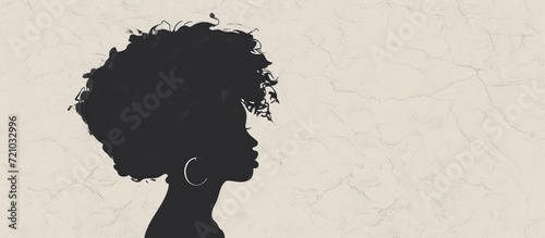 African American History template with a black woman silhouette on white background, representing Black Lives Matter, Juneteenth, and Afro American Freedom. photo
