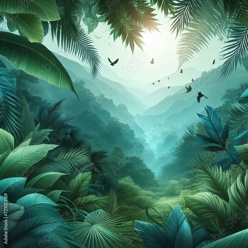 Nature leaves  green tropical forest  backgound illustration concept