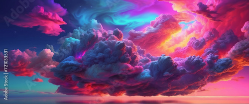 abstract fantasy background of colorful sky with neon clouds  colorful nebula
