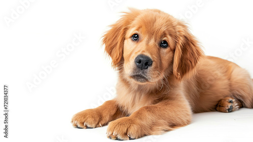 Puppy Golden Retriever isolated on a white background.