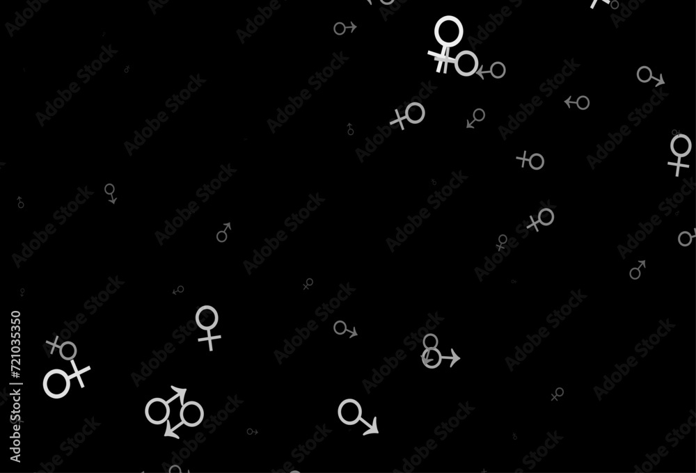 Dark silver, gray vector backdrop with gender signs. Dark silver, gray vector backdrop with gender signs.