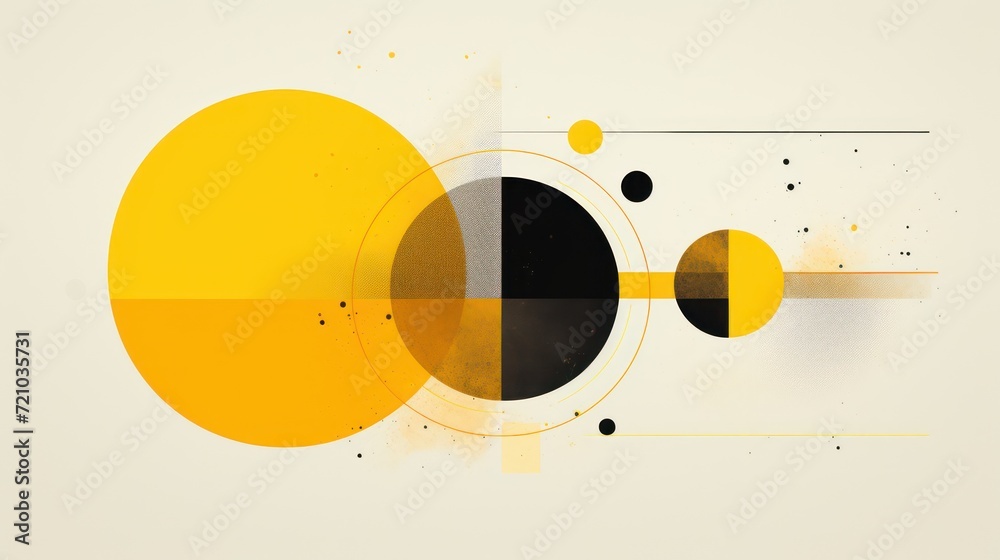 Abstract geometric background with circles, lines and spots. illustration. Generative AI