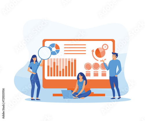 Data analysis or header decorate people character for website development and mobile website. flat vector modern illustration 