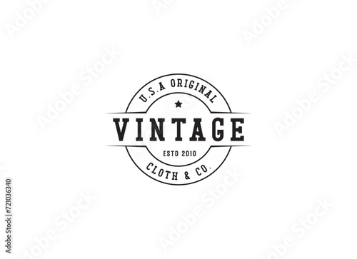 Vintage apparel logo. Vintage apparel stamp design vector