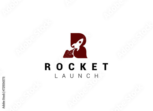 Launching Take Off Rocket Jet Plane Space modern logo word mark logotype design