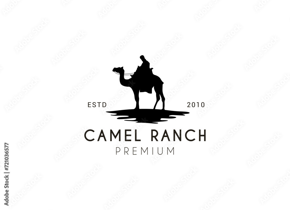 desert camel silhouette logo design. Camel ranch logo design.